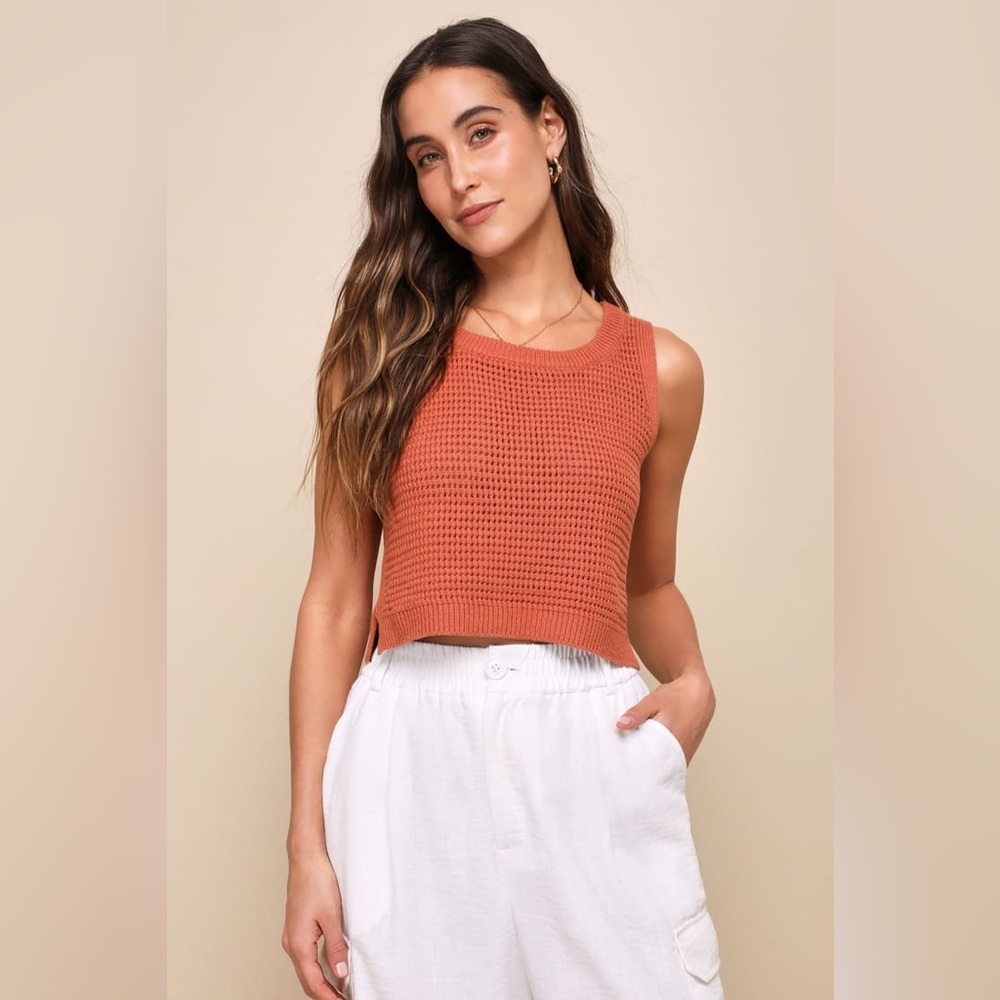 Lulu's Terracotta Knit Tank Top